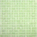Glossy uniform square tea green glass mosaic tile sheet with subtle texture for wall and floor