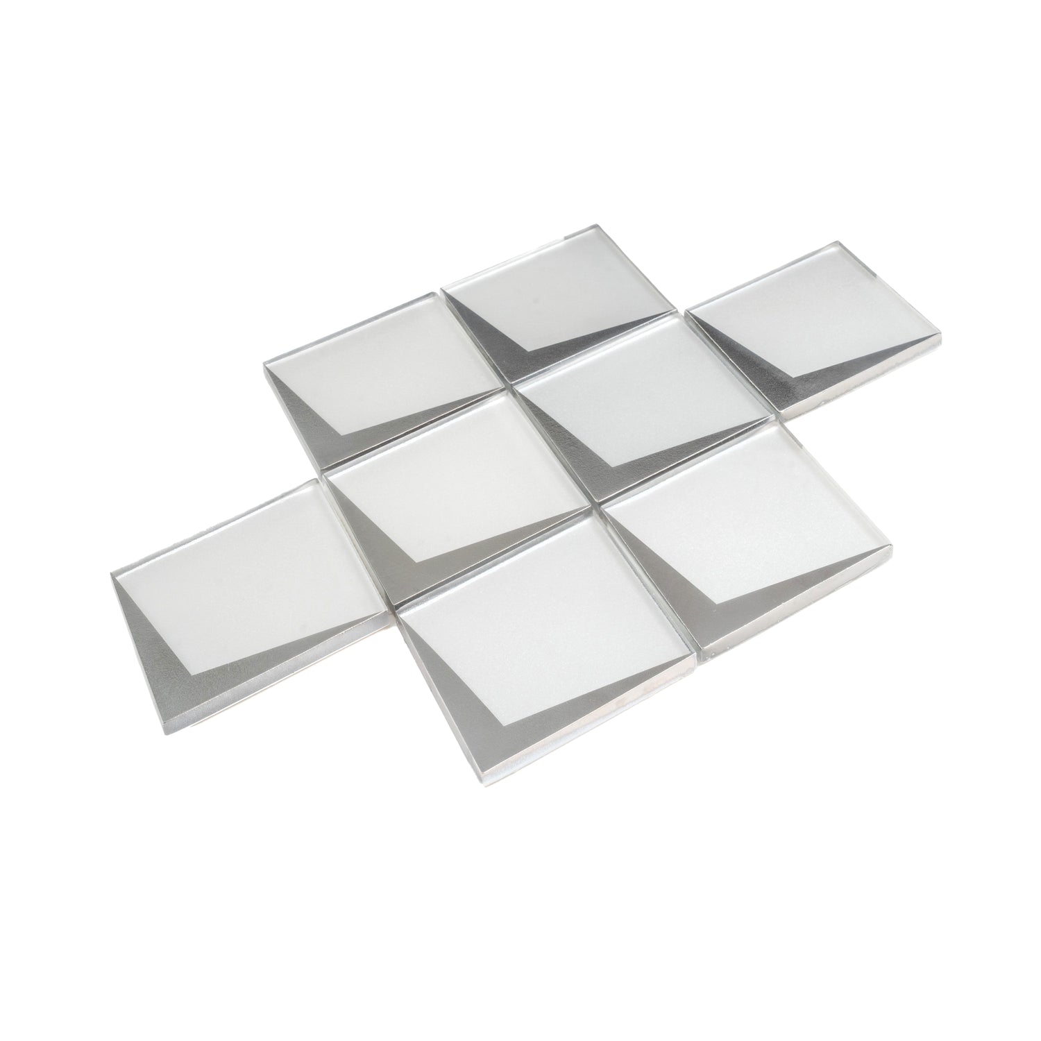 White Metallic Silver 12x9 Matte Diamond Glass Mosaic Tile (5 pack, 3.91 sq ft/case)