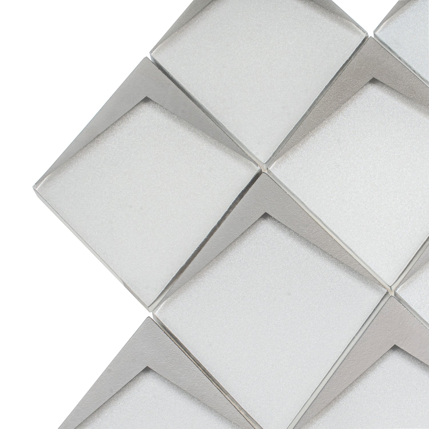 White Metallic Silver 12x9 Matte Diamond Glass Mosaic Tile (5 pack, 3.91 sq ft/case)