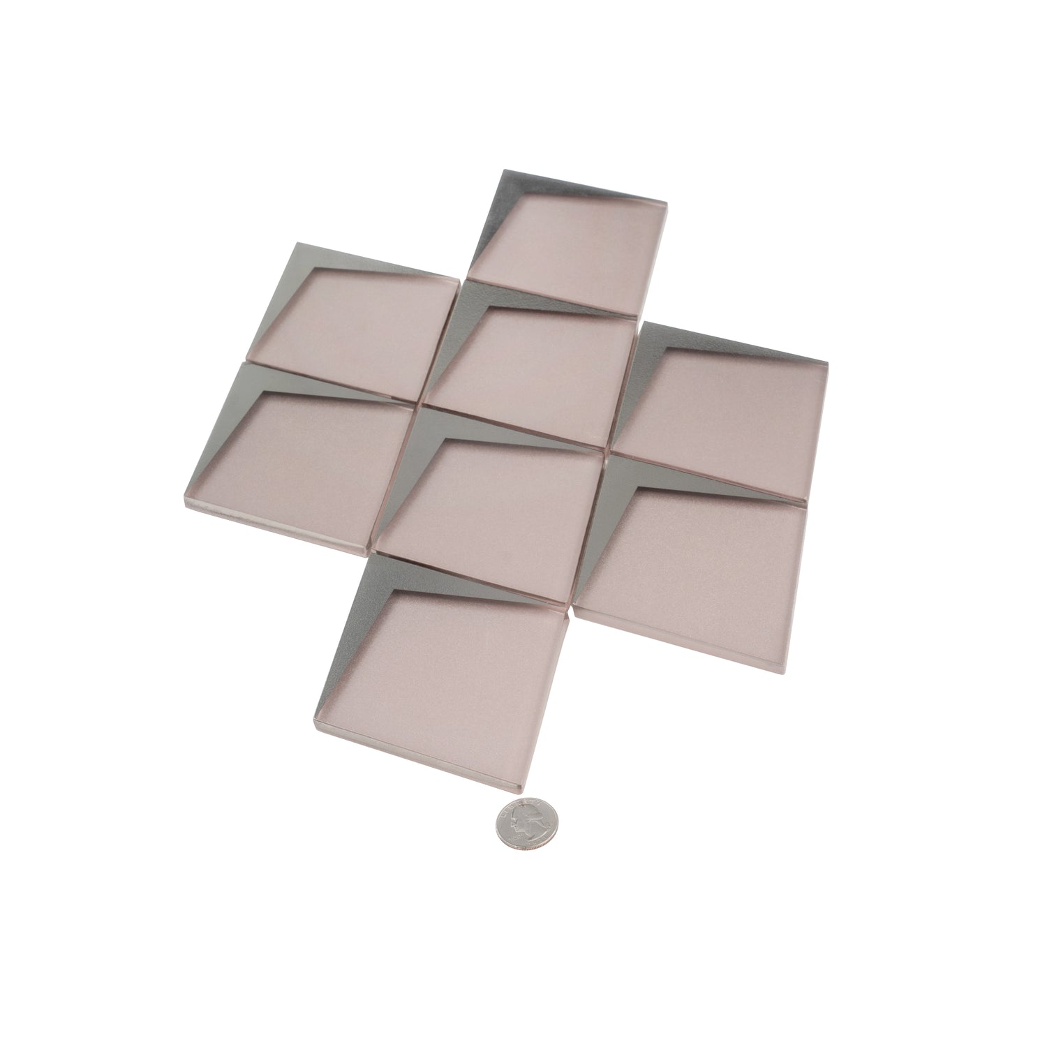 Pink Metallic Silver 12x9 Matte Diamond Glass Mosaic Tile (5 pack, 3.91 sq ft/case)