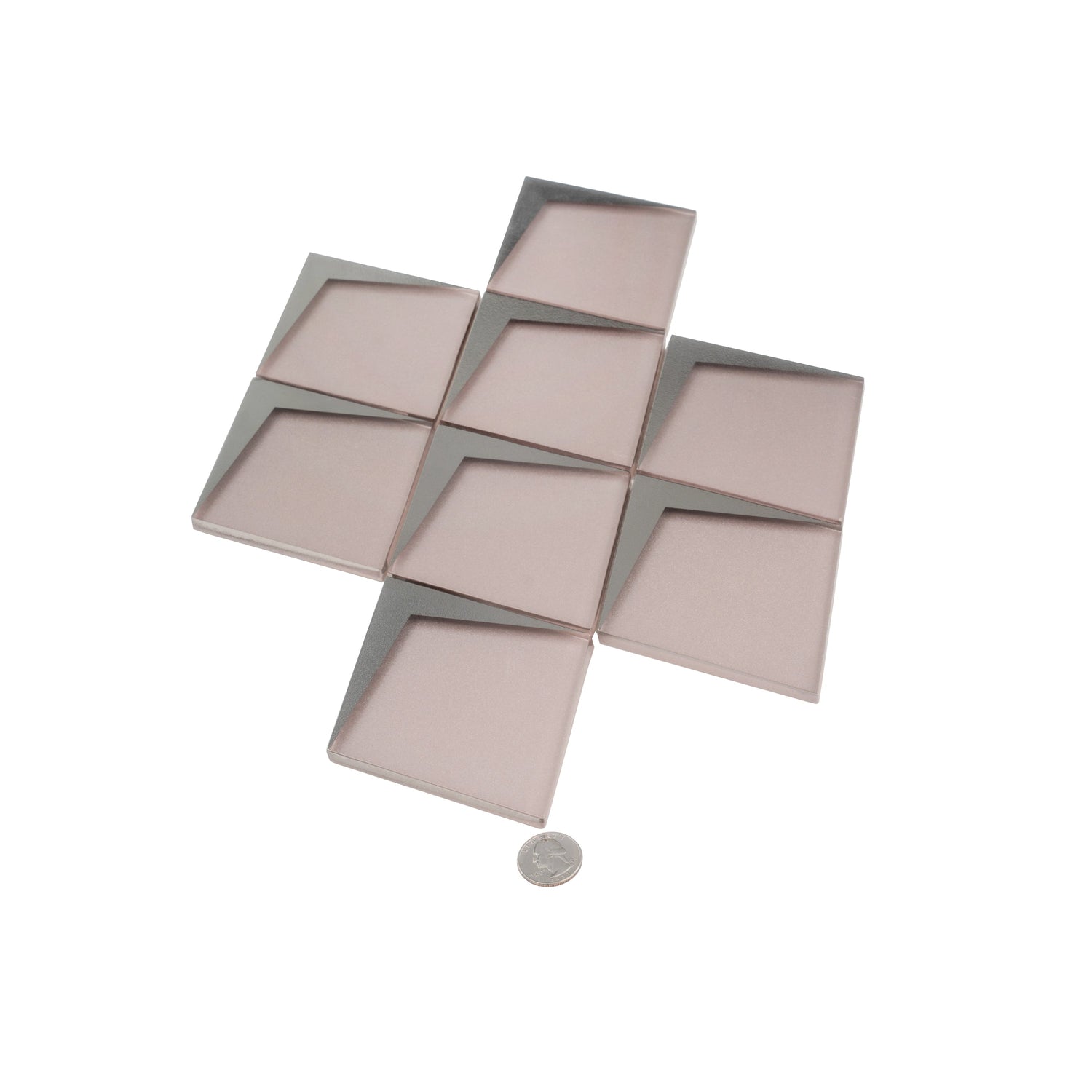 Solace 12x9 Pink Metallic Silver Glass Mosaic Diamond Wall Tile (5 Pack, 3.91 sq ft/case) - Sample