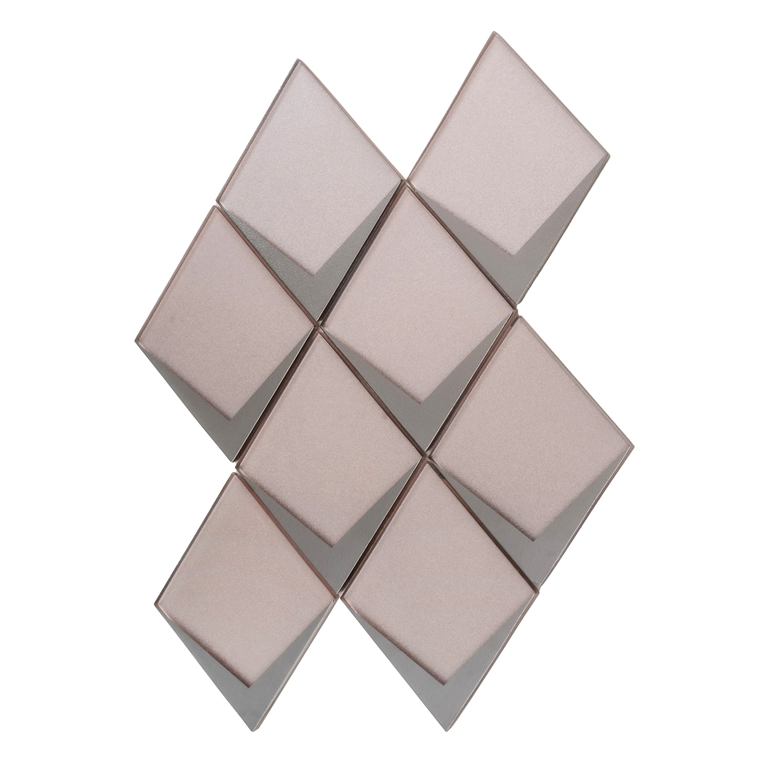 Solace 12x9 Pink Metallic Silver Glass Mosaic Diamond Wall Tile (5 Pack, 3.91 sq ft/case) - Sample