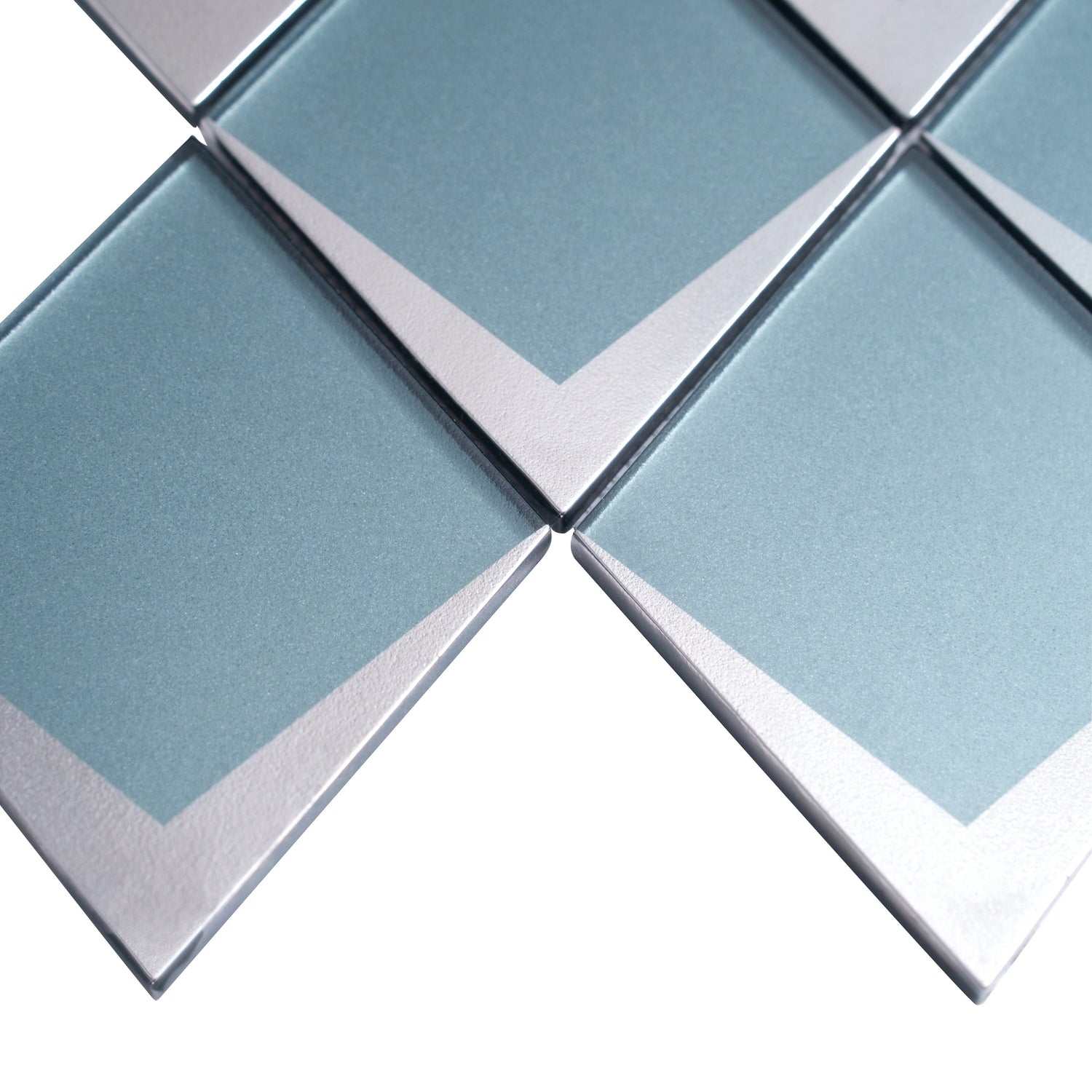 Solace 12x9 Blue Metallic Silver Glass Mosaic Diamond Wall Tile (5 Pack, 3.91 sq ft/case) - Sample
