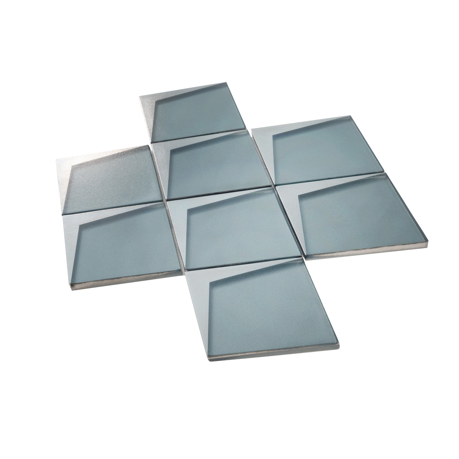Green Metallic Silver 12x9 Matte Diamond Glass Mosaic Tile (5 pack, 3.91 sq ft/case)