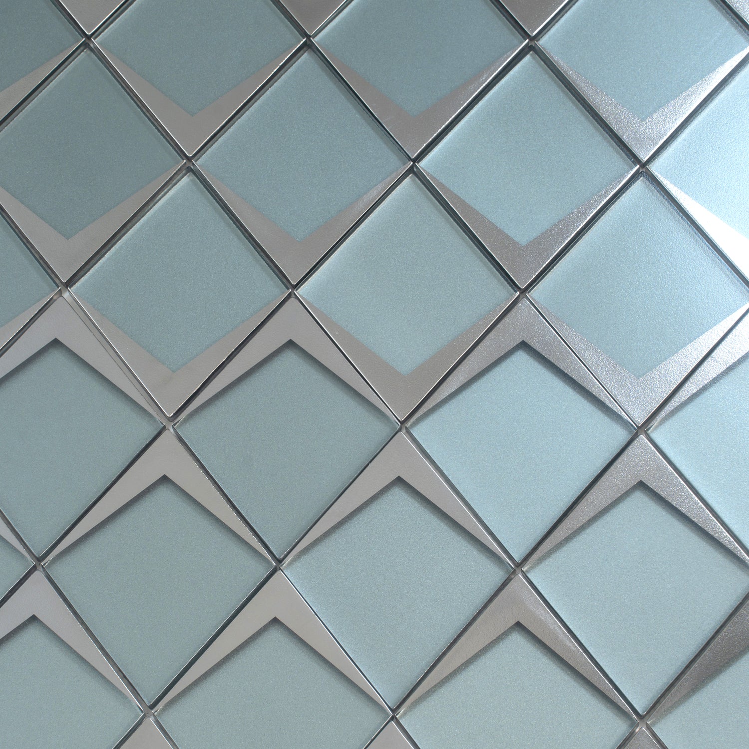 Green Metallic Silver 12x9 Matte Diamond Glass Mosaic Tile (5 pack, 3.91 sq ft/case)