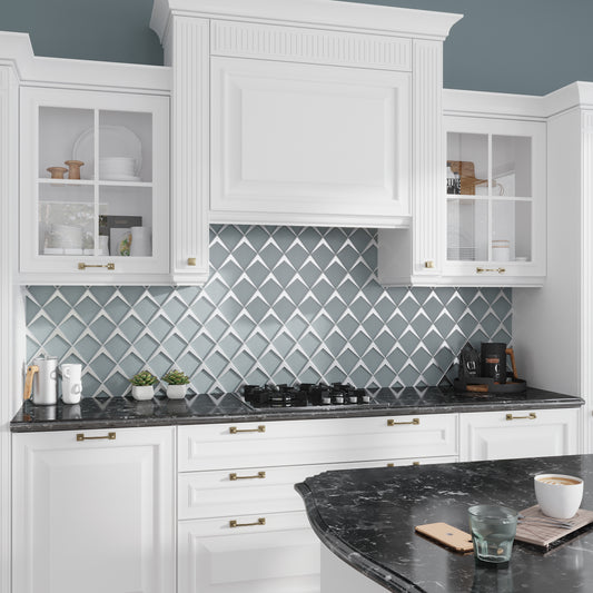 Green Metallic Silver 12x9 Matte Diamond Glass Mosaic Tile (5 pack, 3.91 sq ft/case)