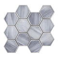 Sample - Soft Silver Gray 9x10 Matte Hexagon Glass Mosaic Tile (5 pack, 3.28 sq ft/case)