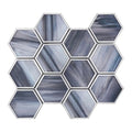 Sample - Silver Midnight Blue 9x10 Matte Hexagon Glass Mosaic Tile (5 pack, 3.28 sq ft/case)
