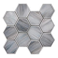 Sample - Silver Stormy Gray 9x10 Matte Hexagon Glass Mosaic Tile (5 pack, 3.28 sq ft/case)