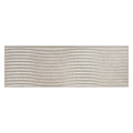 matte soft gray ceramic large format wall tile with horizontal textured wave pattern