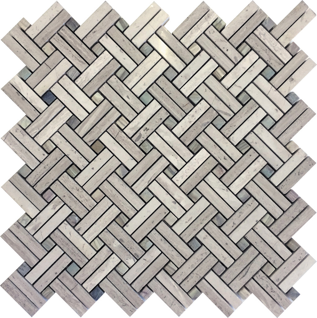 11x11 Gray Basketweave Natural Stone Marble Tile 