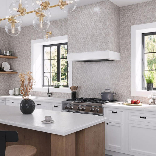 Wooden Gray 12x12 Polished Diamond Marble Mosaic Tile (5 pack, 4.83 sq ft/case) - Sample