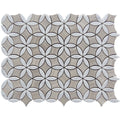 Sample - Wooden Beige Bianco Carrara 12x15 Polished Multi-shaped Marble Mosaic Tile (5 pack, 6.175 sq ft/case)