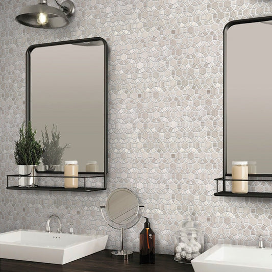 Beige 11x13 Polished Multi-shaped Marble Mosaic Tile (5 pack, 4.85 sq ft/case) - Sample