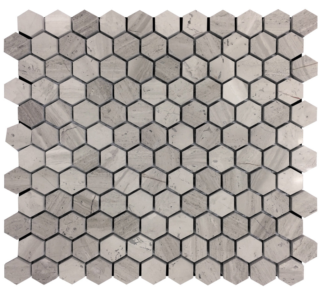 11x11 Gray Hexagon Marble Mosaic Tile 