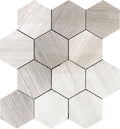 Sample - Wooden Beige 11x12 Polished Hexagon Marble Mosaic Tile (5 pack, 4.87 sq ft/case)