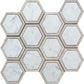 12x13 White and Beige Hexagon Polished Marble Mosaic Tile