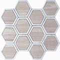 Sample - Wooden Grey, Bianco Carrara 12x14 Polished Hexagon Marble Mosaic Tile (5 pack, 5.48 sq ft/case)