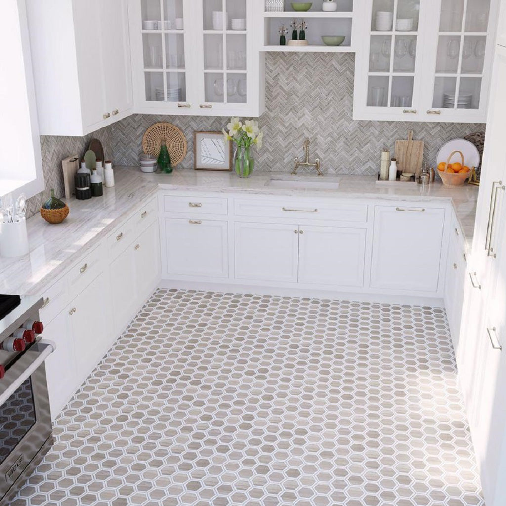 Wooden Gray 12x12 Polished Herringbone Marble Mosaic Tile (5 pack, 5.29 sq ft/case) - Sample