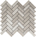 Sample - Wooden Grey 12x12 Polished Herringbone Marble Mosaic Tile (5 pack, 5.29 sq ft/case)
