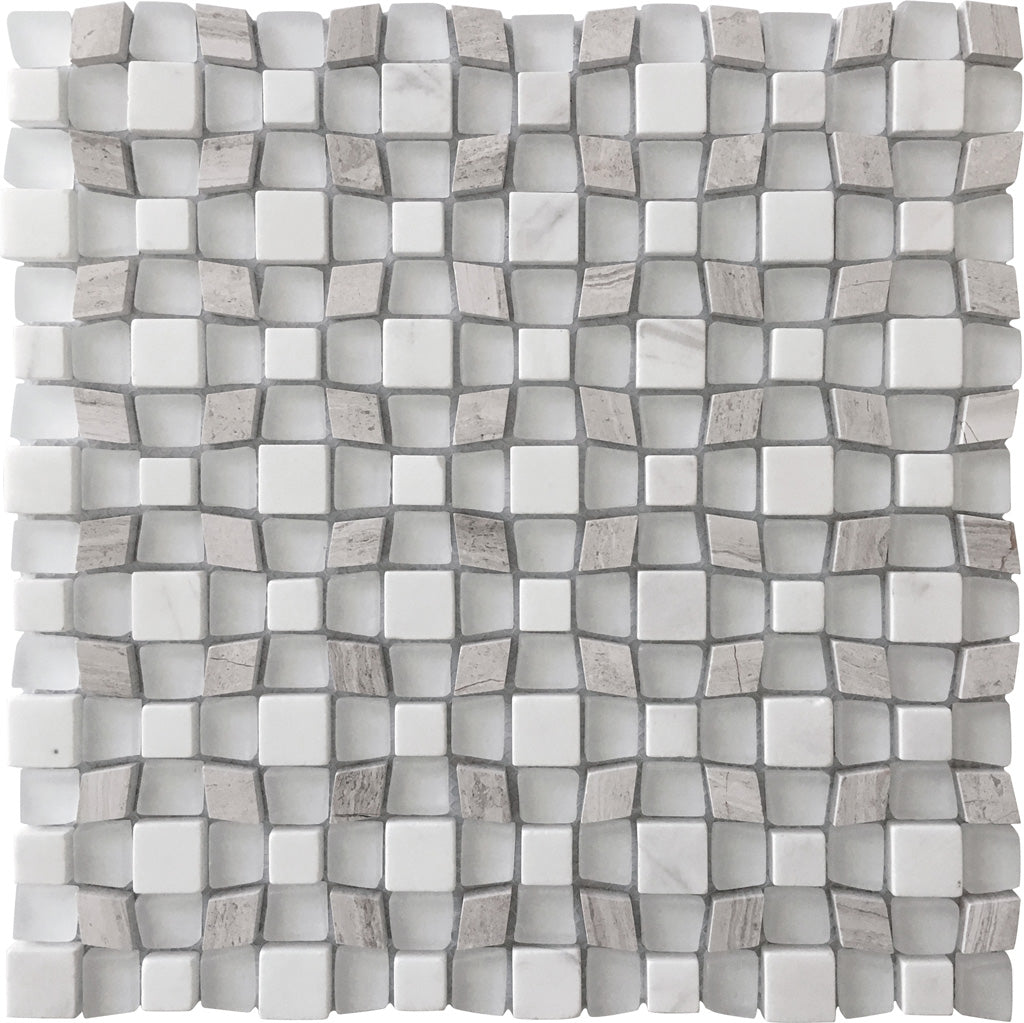 Gray 11x11 Polished Multi-shaped Marble Mosaic Tile (5 pack, 4.43 sq ft/case) - Sample