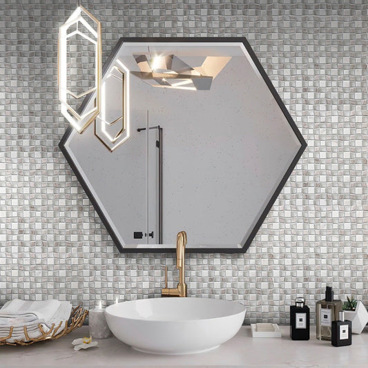 Gray 11x11 Polished Multi-shaped Marble Mosaic Tile (5 pack, 4.43 sq ft/case) - Sample