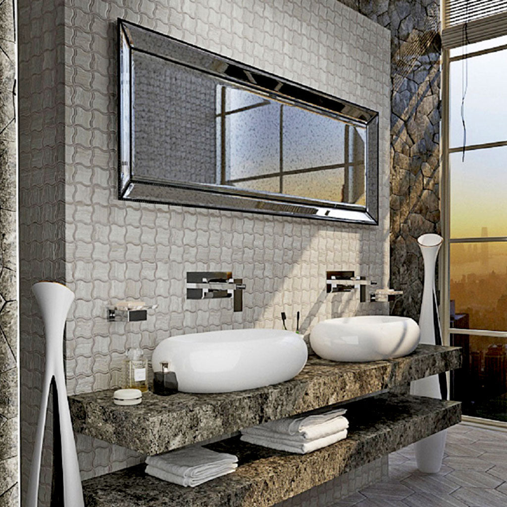 9x11 Gray and Beige Mosaic Tile