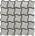 Sample - Gray Beige 8x11 Polished Multi-shaped Bianco Carrara Bardiglio Marble Mosaic Tile (5 pack, 3.19 sq ft/case)