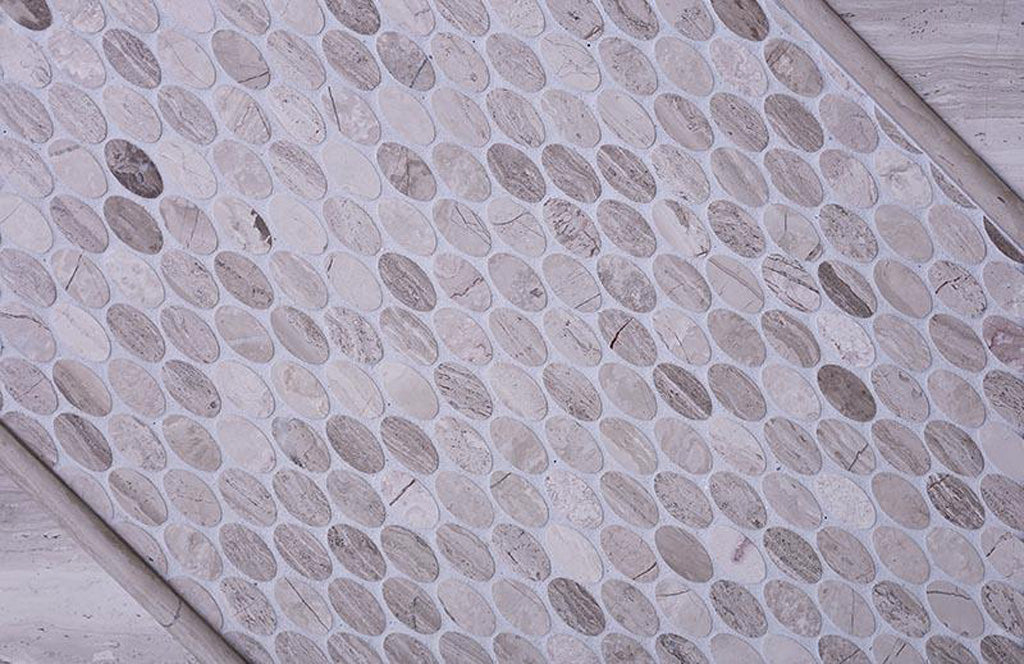 Beige 11x12 Polished Oval Marble Mosaic Tile (5 pack, 4.51 sq ft/case) - Sample