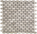 Sample - Wooden Beige 11x12 Polished Oval Marble Mosaic Tile (5 pack, 4.51 sq ft/case)