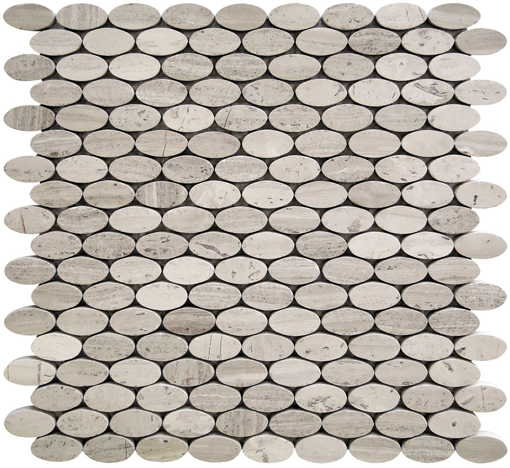Beige 11x12 Polished Oval Marble Mosaic Tile (5 pack, 4.51 sq ft/case) - Sample
