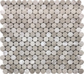Sample - Wooden Grey Eastern White 11x12 Polished Penny Round Marble Mosaic Tile (5 pack, 4.83 sq ft/case)