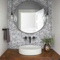 wooden grey Eastern white polished marble penny round mosaic tile wall