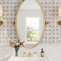 Polished beige natural stone hexagon marble mosaic wall tile, 12x12 inches, bathroom backsplash