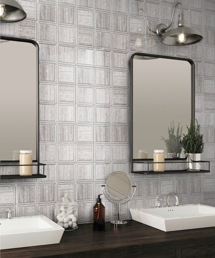 12x12 Gray Square Marble Mosaic Tile