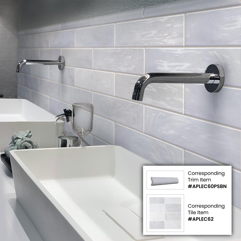 Purple 1x8 Glossy Ceramic Bullnose Tile Trim (10 pack, 0.556 sq ft/case) - Sample