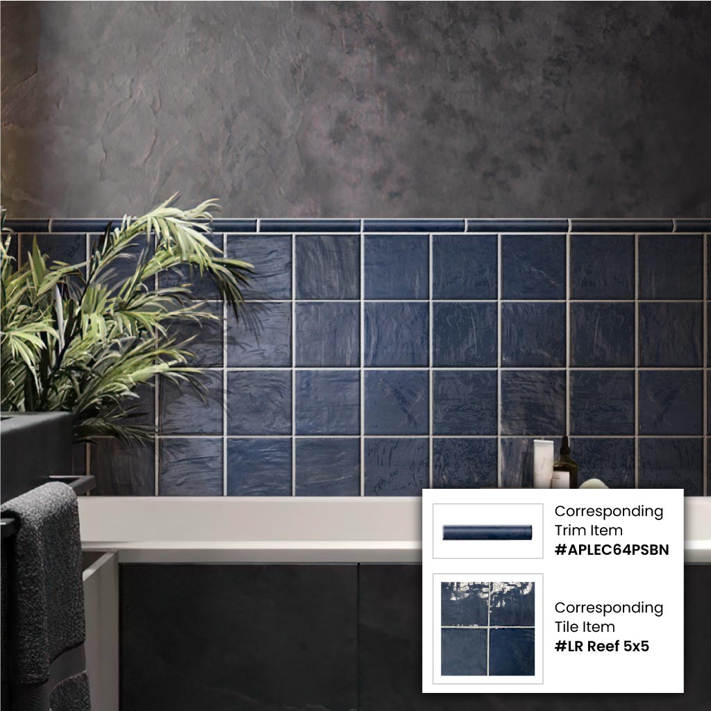 Dark Blue 5x5 Glossy Subway Ceramic Tile (57 pack, 10.76 sq ft/case) - Sample