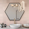 Soft pink 5x5 glossy ceramic subway tile wall backsplash for bathroom or kitchen