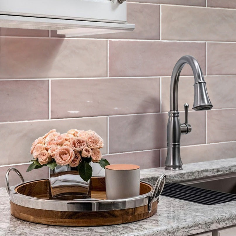 Pink Polished Ceramic Subway Tile – 2.58 x 8 in. (5.38 sq. ft./case) - Sample
