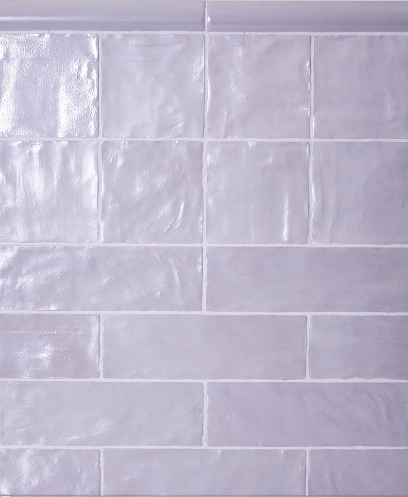 38 pack Cloud Gray 2.5 in. x 8 in. Polished and Honed Ceramic Subway Mosaic Tile (5.38 sq ft/case) - Sample