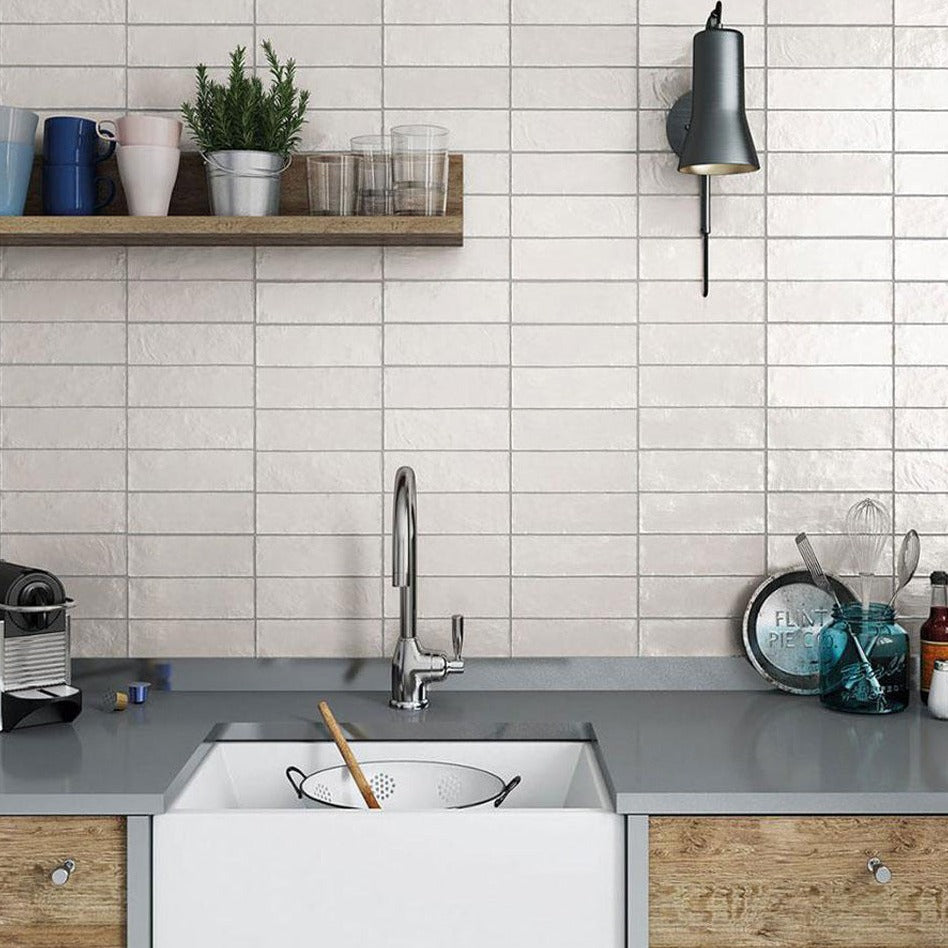 White 2.5x8 Glossy Matte Subway Ceramic Tile (38 pack, 5.38 sq ft/case) - Sample