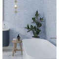 Blue textured porcelain large format rectangular wall tile in 24x48 inch size for bathroom walls