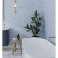 Blue textured porcelain rectangular wall tile for bathroom or accent wall installation
