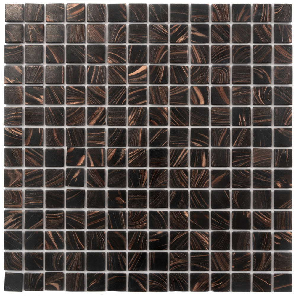 20-pack Celestial 12 in. x 12 in. Glossy Umber Brown and Gold Glass Mosaic Wall and Floor Tile (20 sq ft/case)