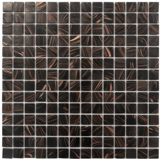 20-pack Celestial 12 in. x 12 in. Glossy Umber Brown and Gold Glass Mosaic Wall and Floor Tile (20 sq ft/case)