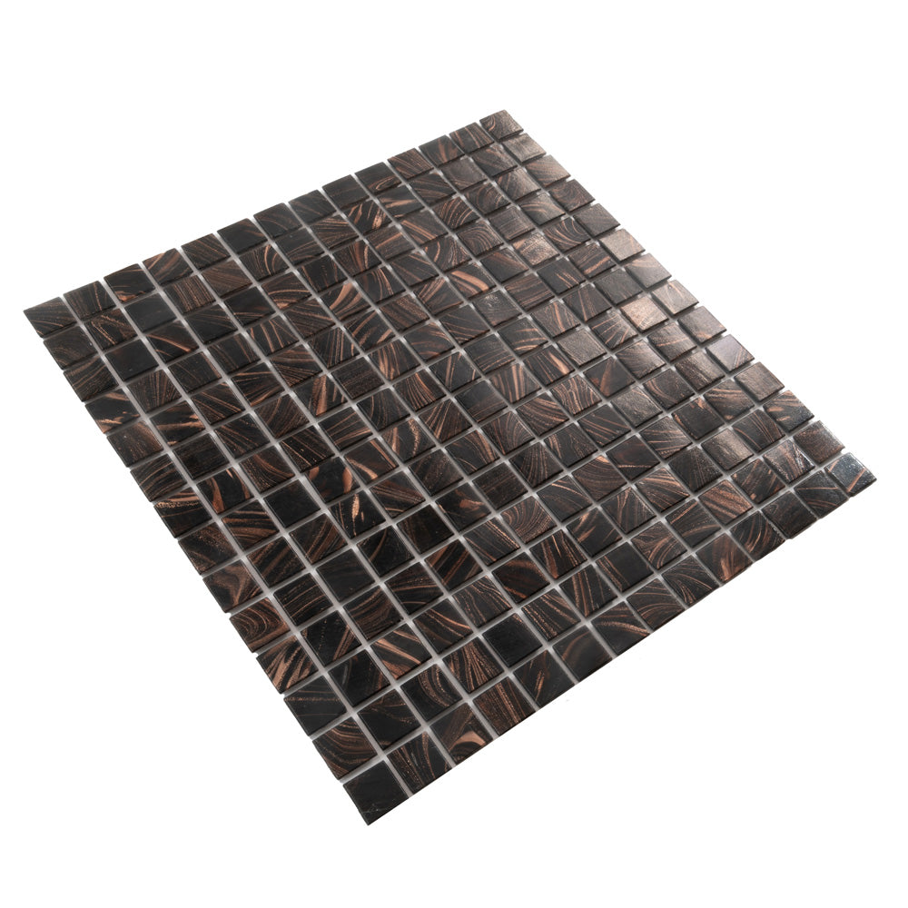 20-pack Celestial 12 in. x 12 in. Glossy Umber Brown and Gold Glass Mosaic Wall and Floor Tile (20 sq ft/case)