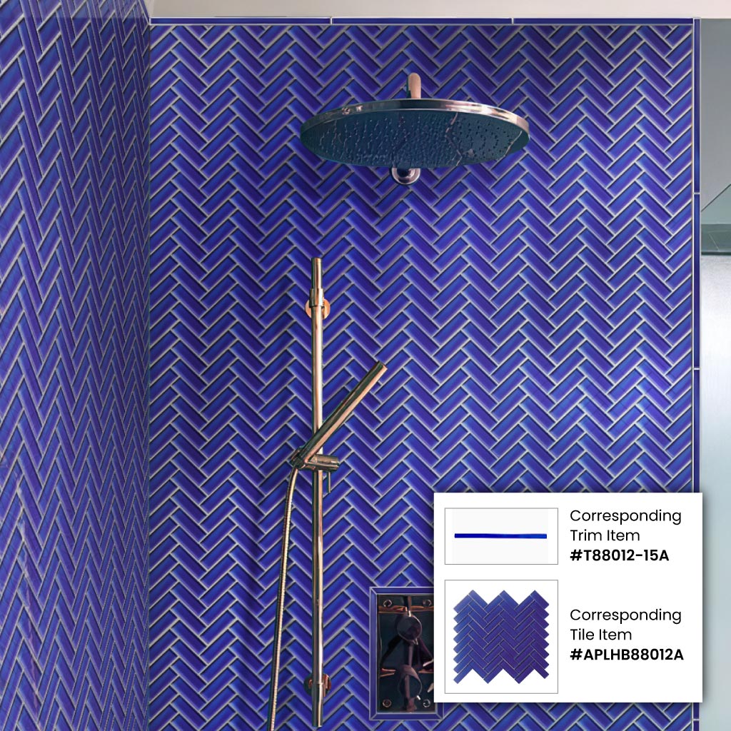 Cobalt Blue 0.5x12 Glossy Glass Pencil Tile Trim (10 pack, 0.5 sq ft/case) - Sample