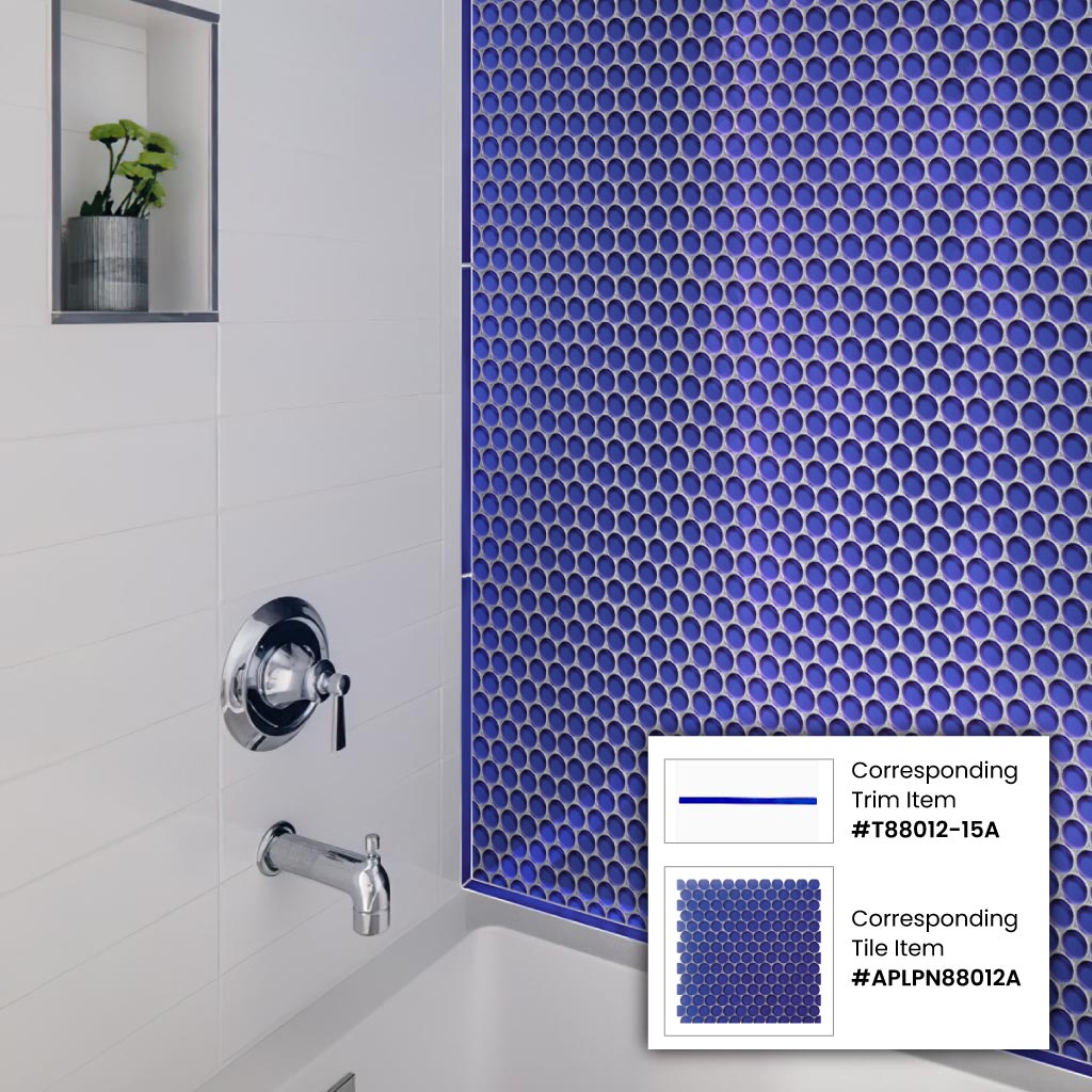Cobalt Blue 0.5x12 Glossy Glass Pencil Tile Trim (10 pack, 0.5 sq ft/case) - Sample
