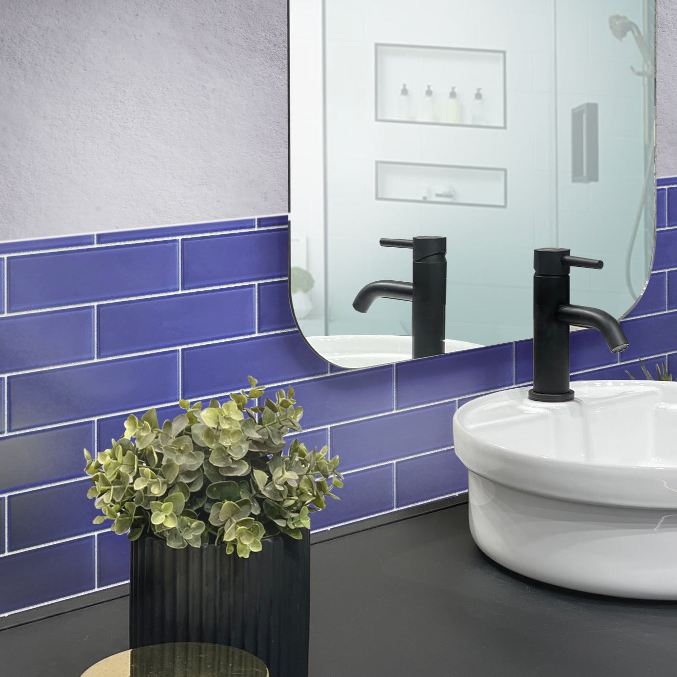 Cobalt Blue 0.5x12 Matte Glass Pencil Tile Trim (10 pack, 0.5 sq ft/case) - Sample
