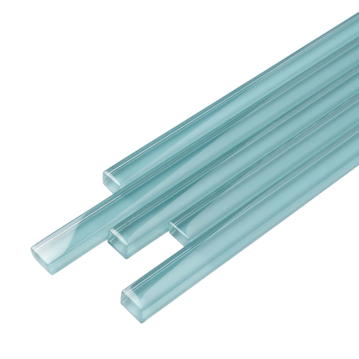 10 pack Sky Blue 0.6-in W x 12-in L Glass Glossy Pencil Liner Tile Trim (0.5 Sq ft/case) - Sample